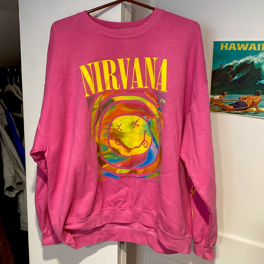 Pink Oversized Nirvana Crewneck